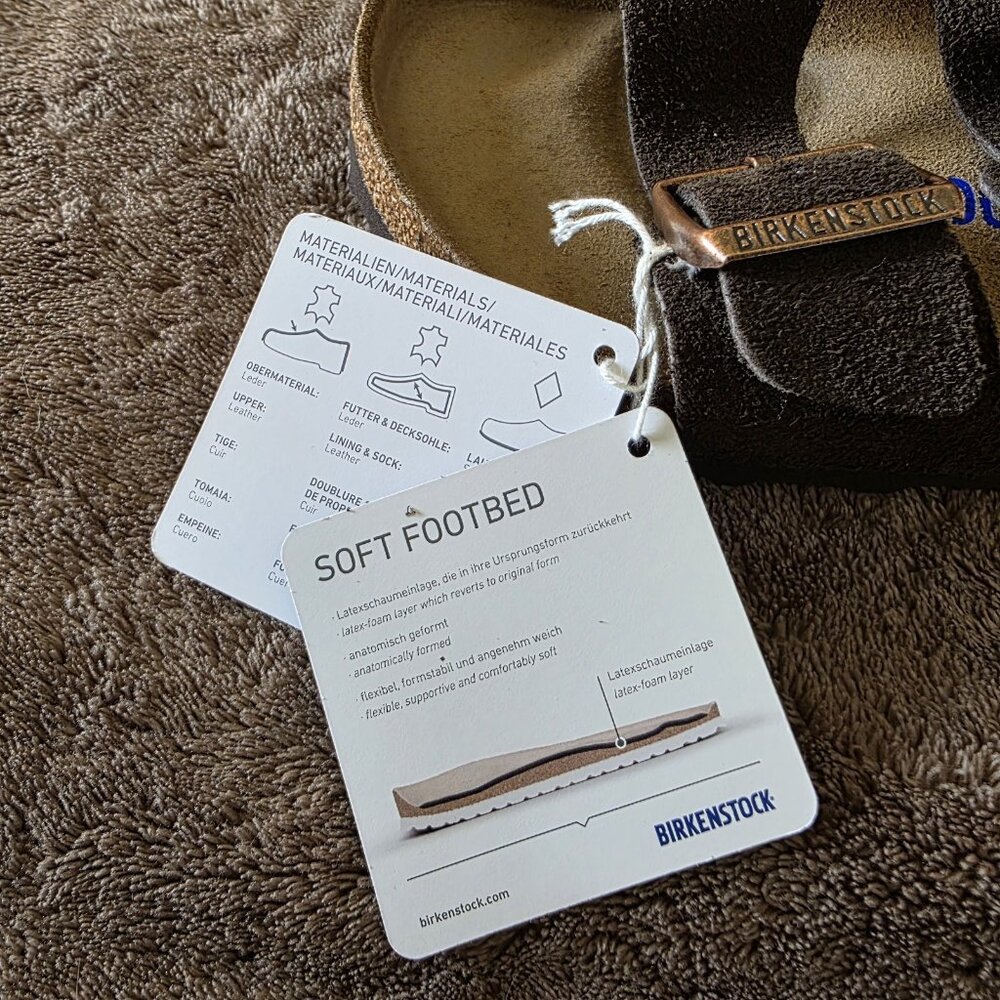 Birkenstock Arizona Soft Footbed Suede Sandals Mocca Women’s 6 EU 37 Regular NWT - Picture 16 of 16
